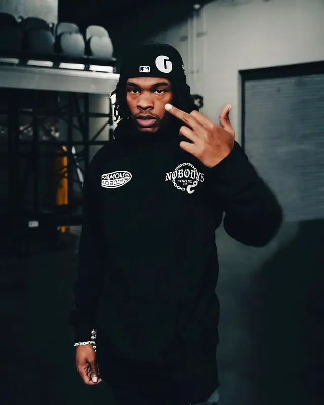 Lil Baby outfit in Famous Nobody’s, Nahmias, and Jordan, 2022