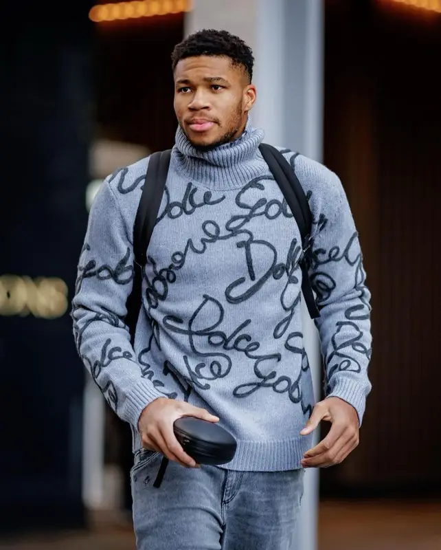 Giannis Antetokounmpo outfit in Dolce & Gabbana and Nike, 2022