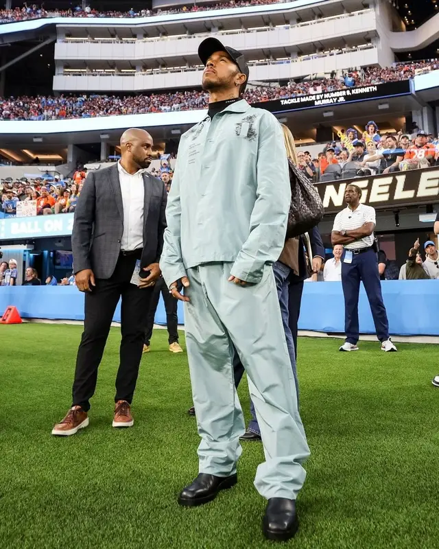 Lewis Hamilton outfit in Prada and Nahmias, 2022