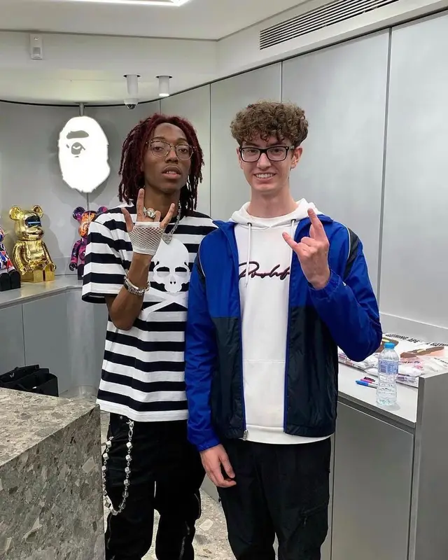 Lil Tecca outfit in Mastermind, Bape, and Ray-Ban, 2022