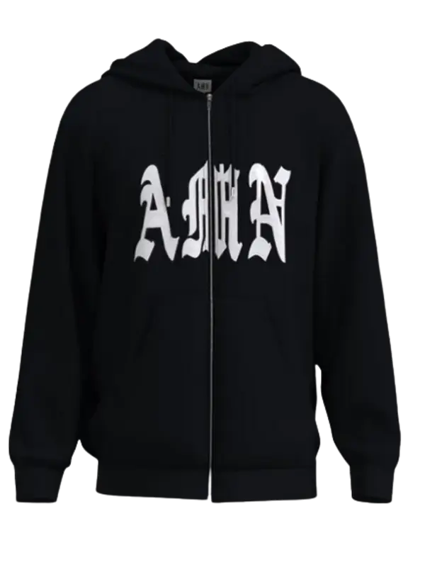 AMN Zip Up Black Hoodie $100