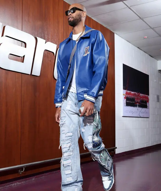 Taj Gibson outfit in Avirex, Who Decides War, and Louis Vuitton, 2022