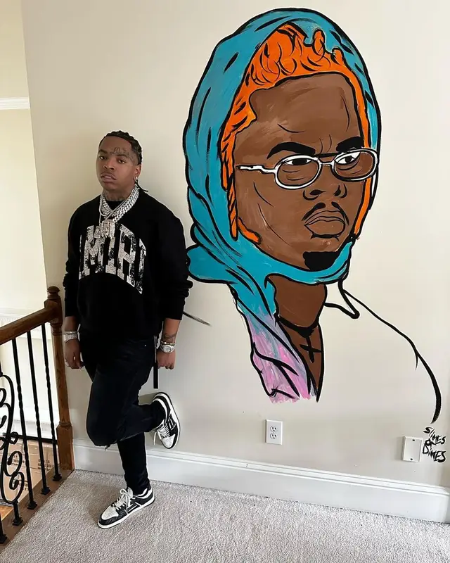 Lil Gotit outfit in Amiri, 2022