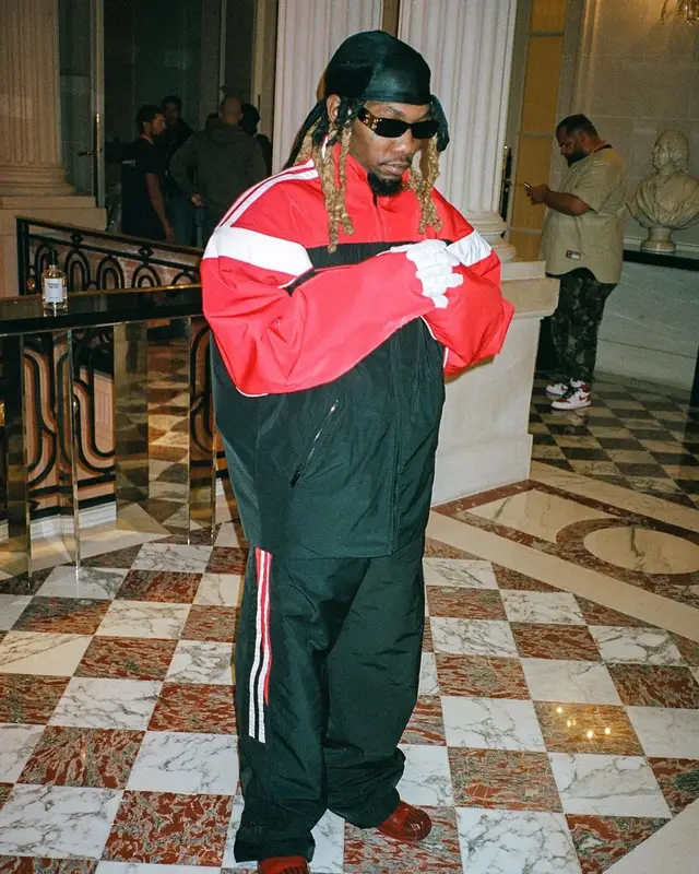 Offset outfit in Maison Margiela, Balenciaga, and Supreme, 2022