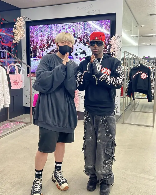 Bloody Osiris outfit in Murd333r.Fm, Balenciaga, and Louis Vuitton, 2022