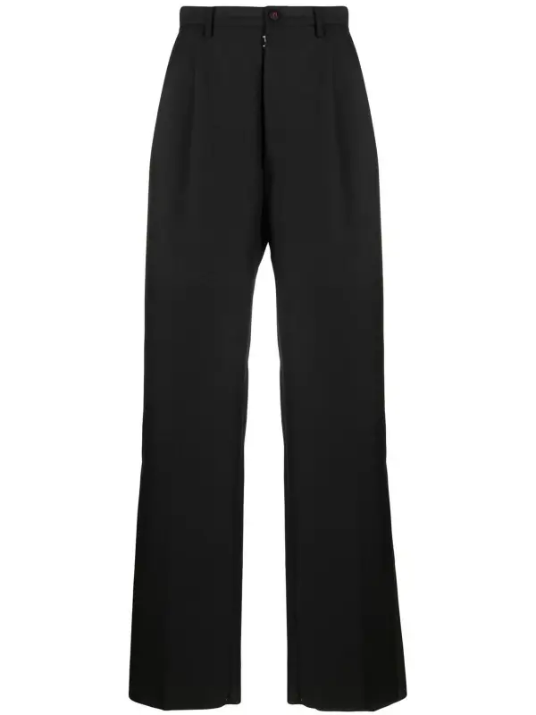 Maison Margiela Jet Black Wool Mohair Silk Blend Trousers $1310