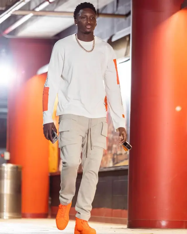 Victor Olapido outfit in Heron Preston, Rick Owens, and Christian Louboutin, 2022