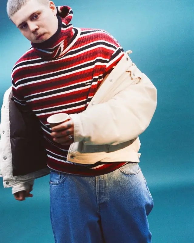 Yung Lean outfit in Supreme and Schott NYC , 2022