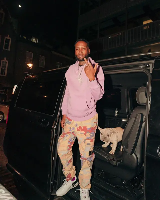 Shy Glizzy outfit in Alyx, Stone Island, and Undercover, 2022