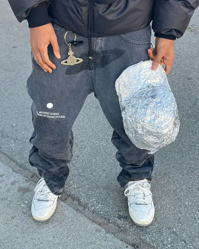 Jaden Smith outfit in MSFTSrep, New Balance, and Aime Leon Dore, 2022