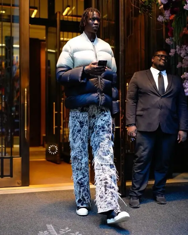 Bol Bol outfit in Rick Owens and Ends Repair, 2022