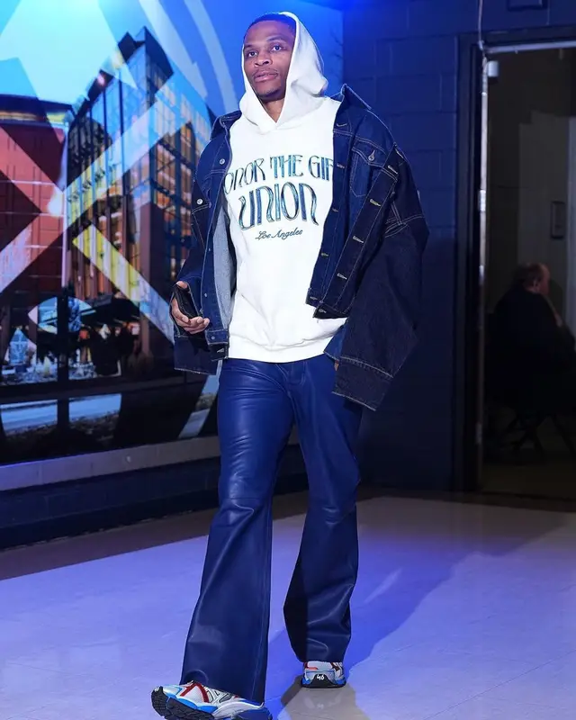 Russell Westbrook outfit in Cout De La Liberte and Balenciaga, 2022