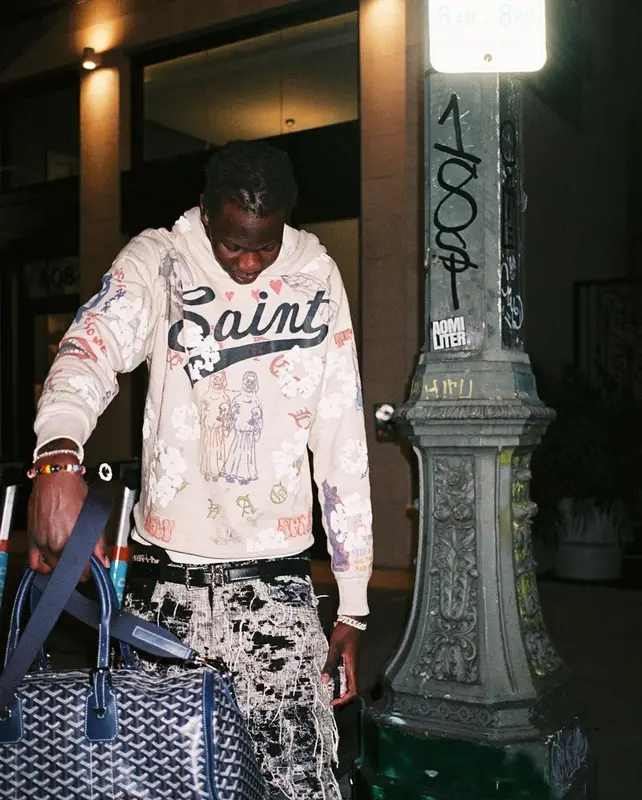 Bol Bol outfit in Denim Tears, Chrome Hearts, and Goyard, 2022