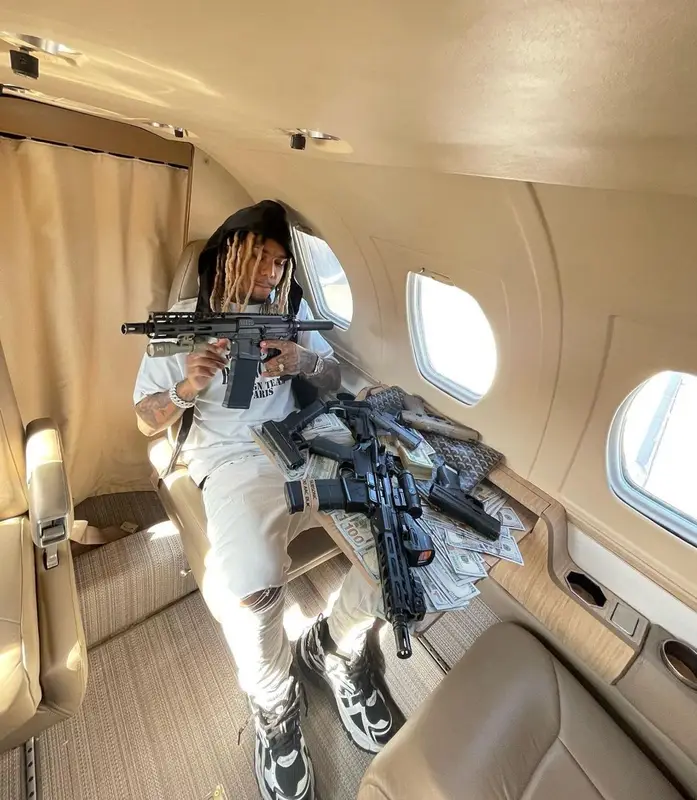 Lil Gnar outfit in Balenciaga, Valabasas, and Goyard, 2022