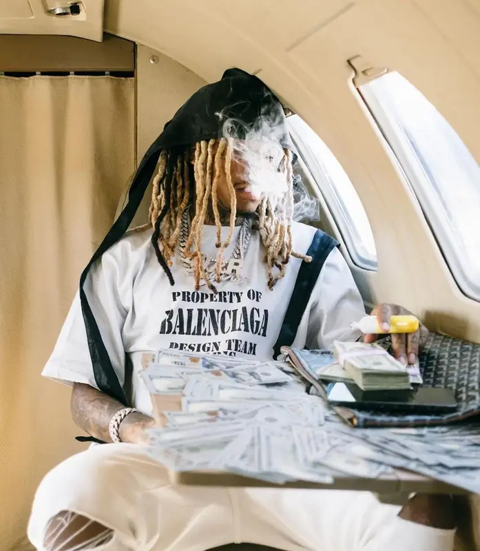 Lil Gnar outfit in Balenciaga, Valabasas, and Goyard, 2022