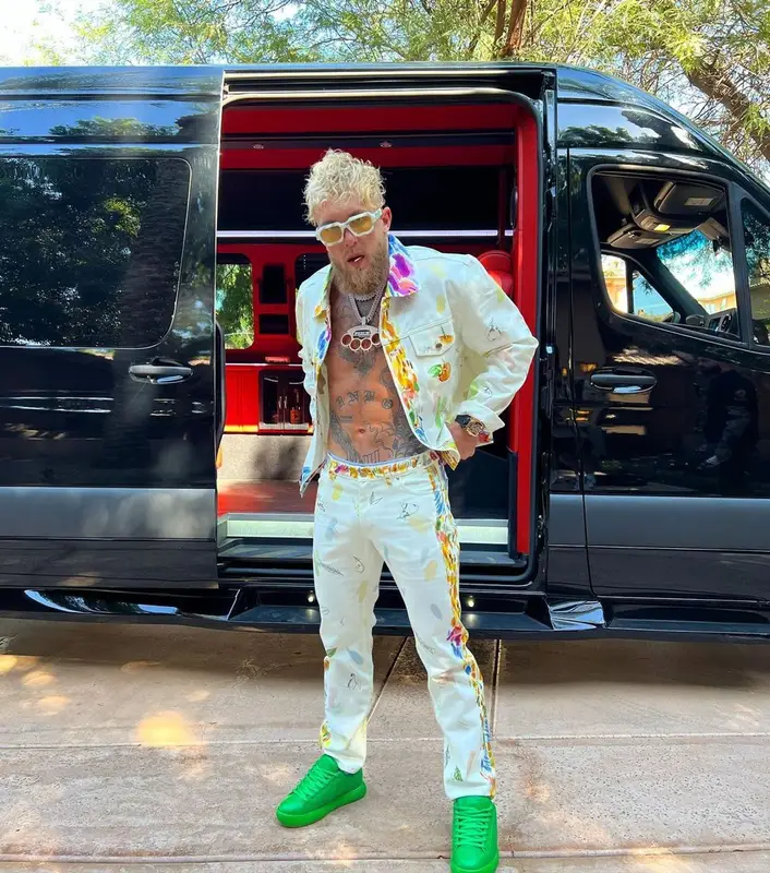 Jake Paul outfit in Casablanca, A-Cold-Wall*, and Retrosuperfuture, 2022