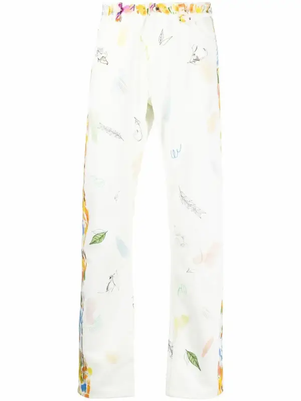 Casablanca Graphic-Print Straight-Leg Jeans $638