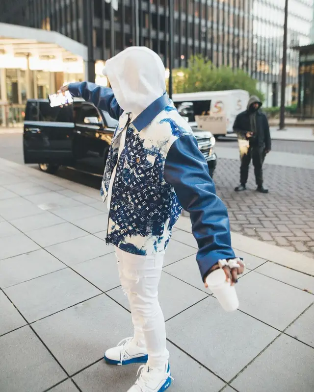DaBaby outfit in Louis Vuitton and Amiri, 2022