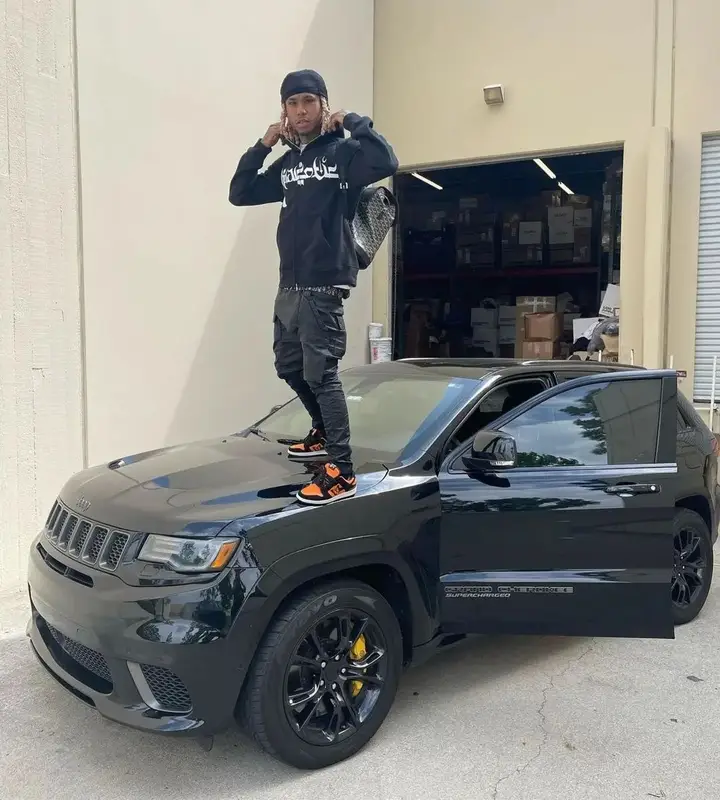 Lil Gnar outfit in Gnarcotic, Dior, and Goyard, 2022