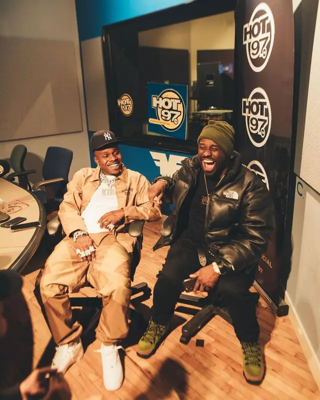 DaBaby outfit in Gallery Dept., Nike, and New Era, 2022