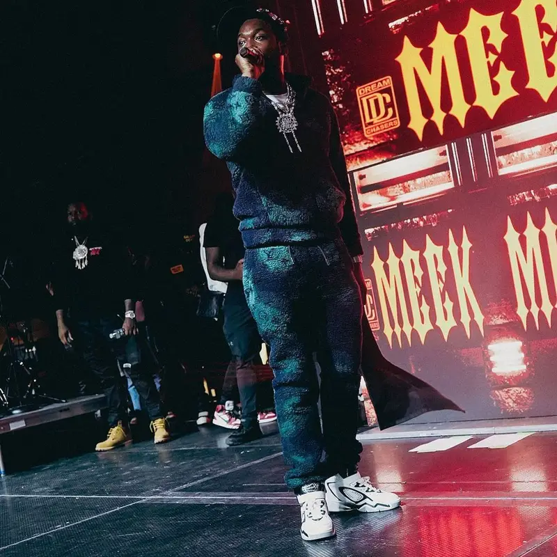 Meek Mill outfit in Louis Vuitton, 2022