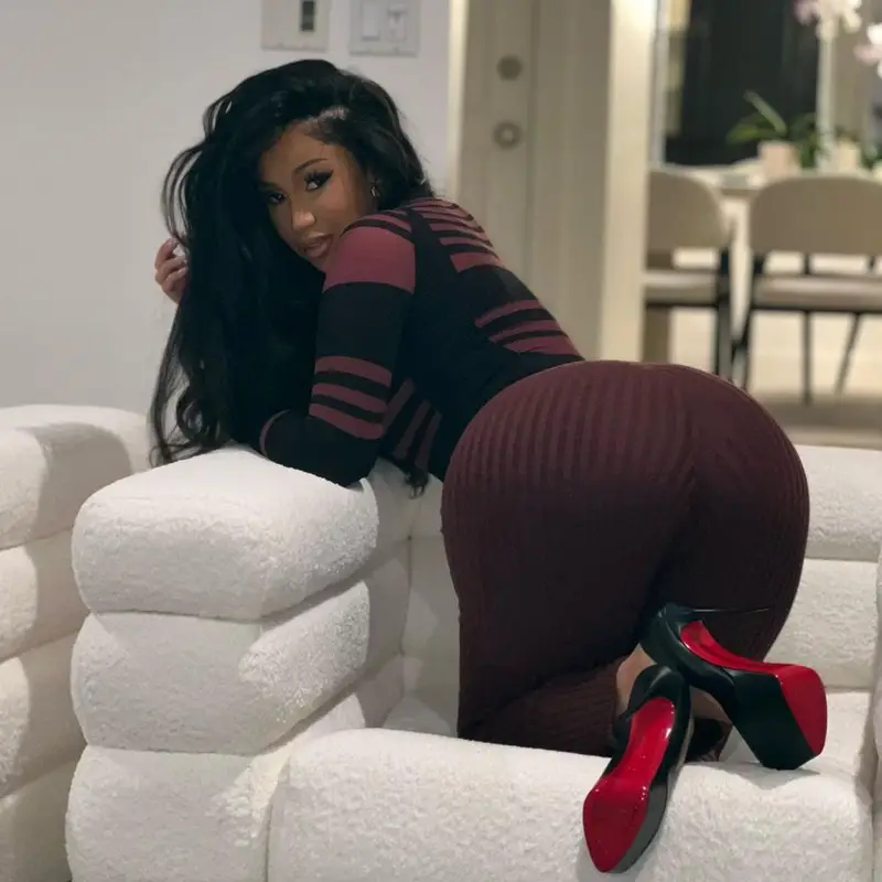 Cardi B outfit in Wolford and Christian Louboutin, 2022