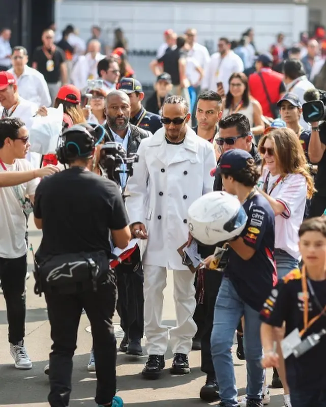Lewis Hamilton outfit in Maison Margiela, Kenzo, and Nanushka, 2022