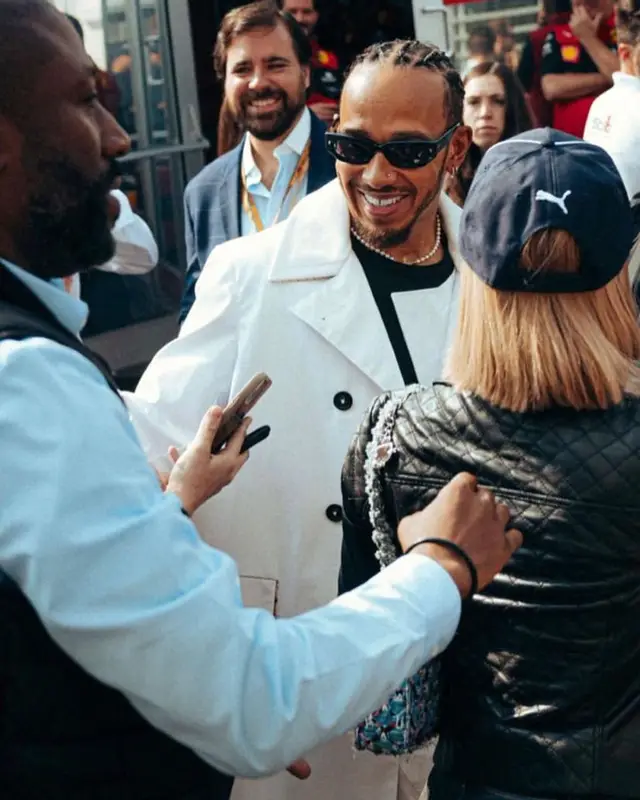 Lewis Hamilton outfit in Maison Margiela, Kenzo, and Nanushka, 2022