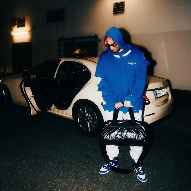 Lil Lano outfit in Balenciaga, Nike, and Saint Laurent, 2022
