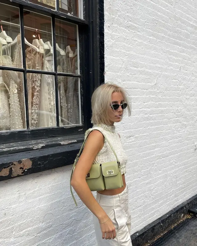 Emma Chamberlain outfit in Reagan Makes Stuff, Aritzia, and By Far, 2022