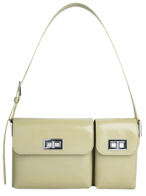 By Far Billy Olive Semi Patent Leather Bag $490