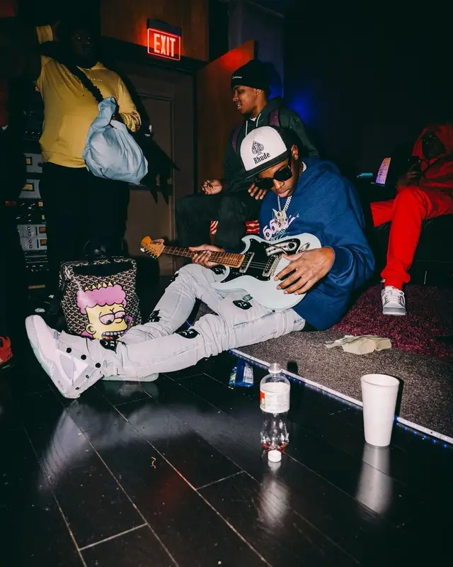 Lil Double 0 outfit in Spider Worldwide, Jordan, and Rhude, 2022