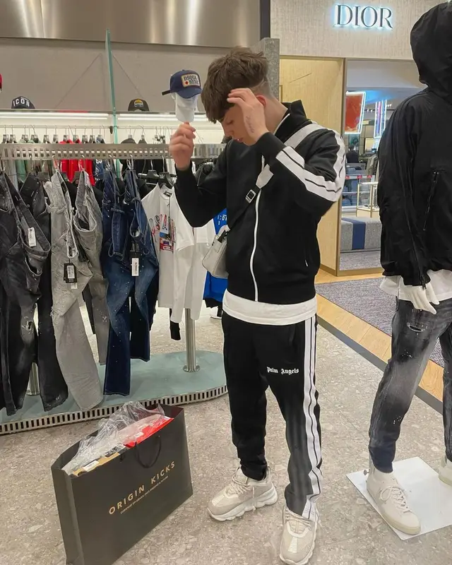 Alejandro Garnacho outfit in Palm Angels, Versace, and Louis Vuitton, 2022