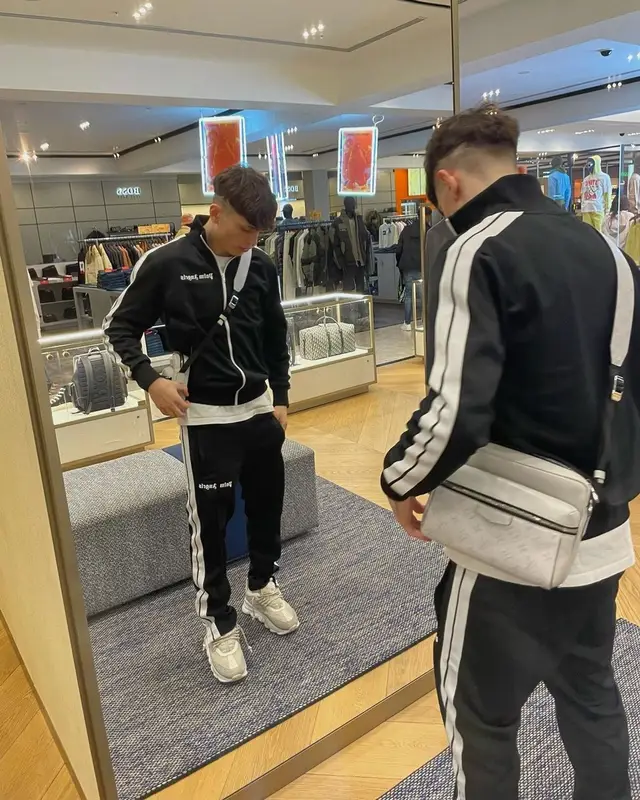 Alejandro Garnacho outfit in Palm Angels, Versace, and Louis Vuitton, 2022