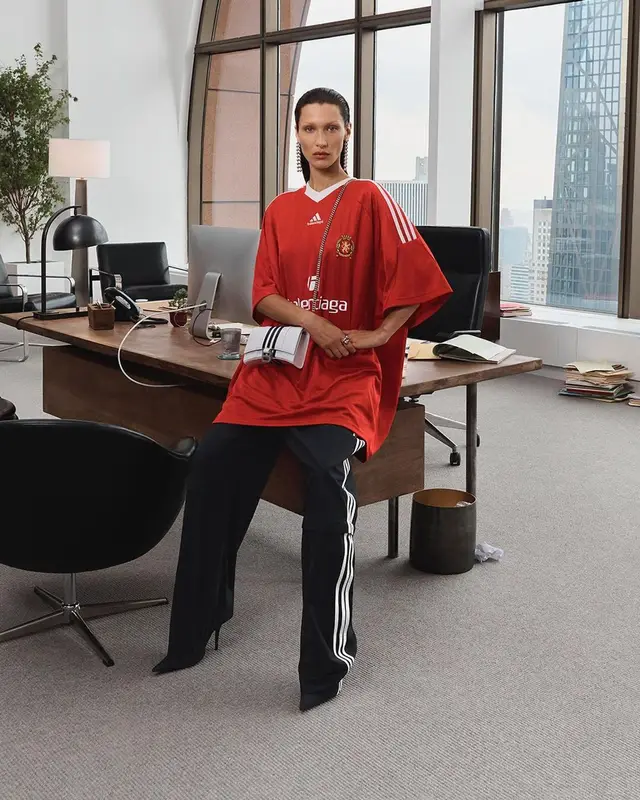 Bella Hadid outfit in Adidas and Balenciaga, 2022
