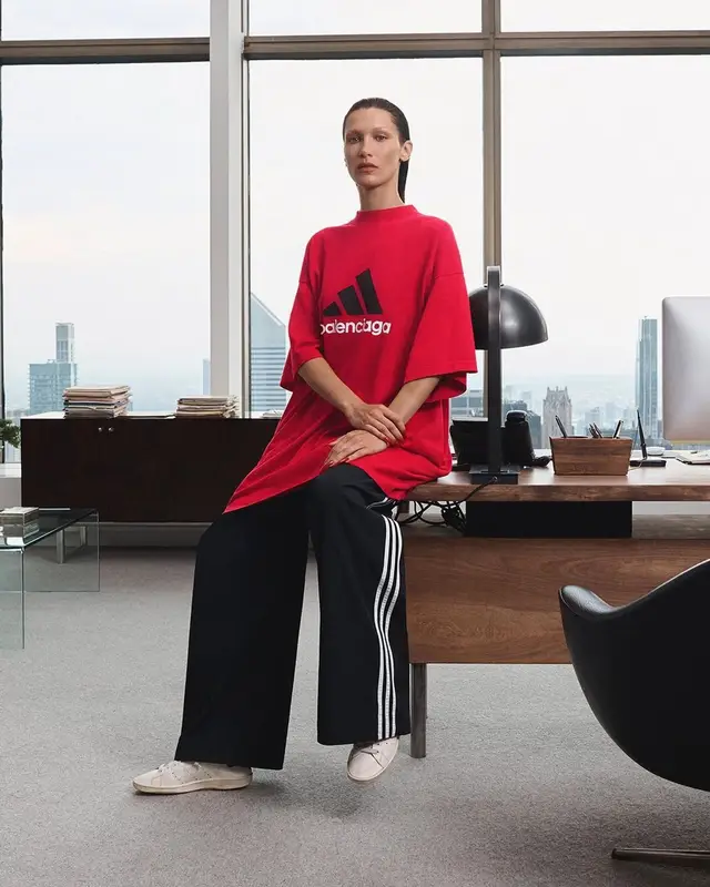 Bella Hadid outfit in Adidas and Balenciaga, 2022