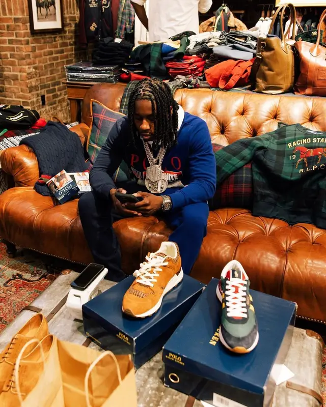 Polo G outfit in Polo Ralph Lauren and Fortnite Merch, 2022