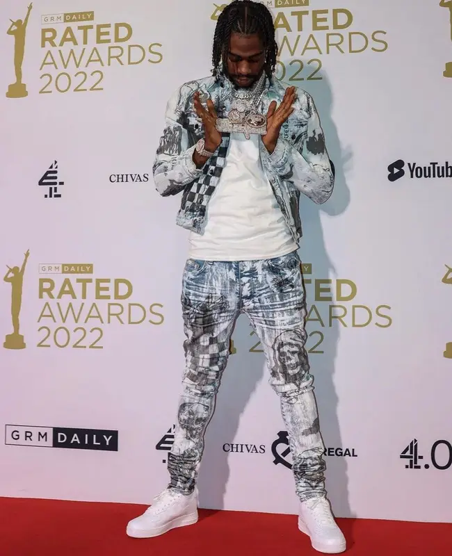 Russ Millions outfit in Amiri and Nike, 2022