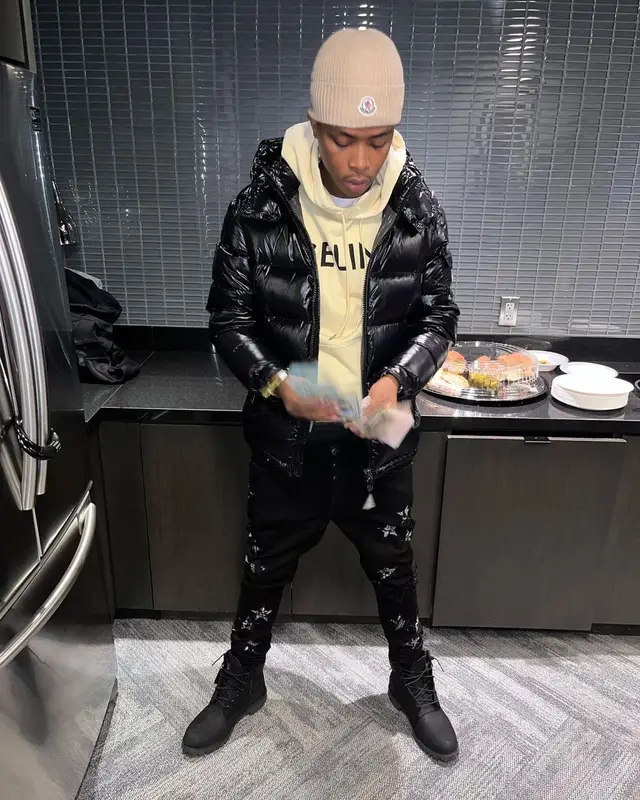 Sha EK outfit in Celine, Amiri, and Moncler, 2022