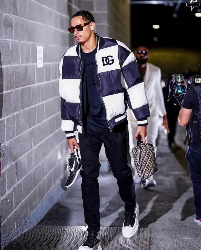 Juan Toscano-Anderson outfit in Dolce & Gabbana, Goyard, and Louis Vuitton, 2022