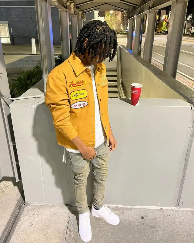 Lil Darius outfit in The Aware Brand, Purple Brand, and Nike, 2022