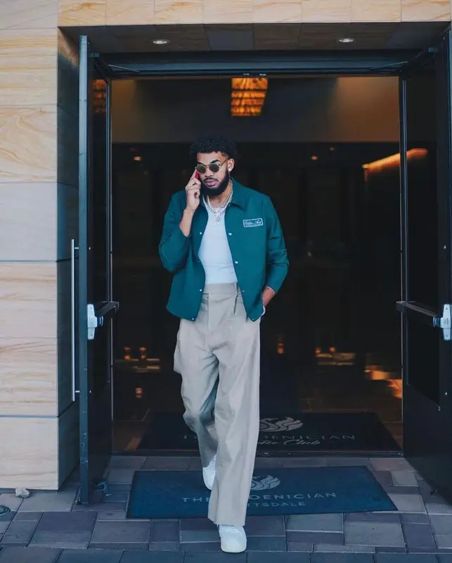 Karl Anthony Towns outfit in Kith, Bottega Veneta, and Nike, 2022