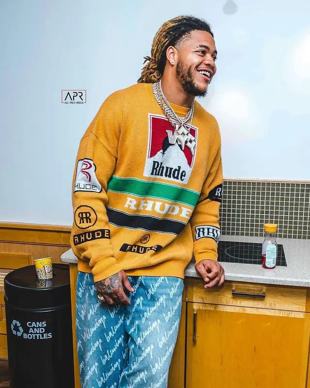 Chase Young outfit in Rhude, Balenciaga, and John Geiger, 2022