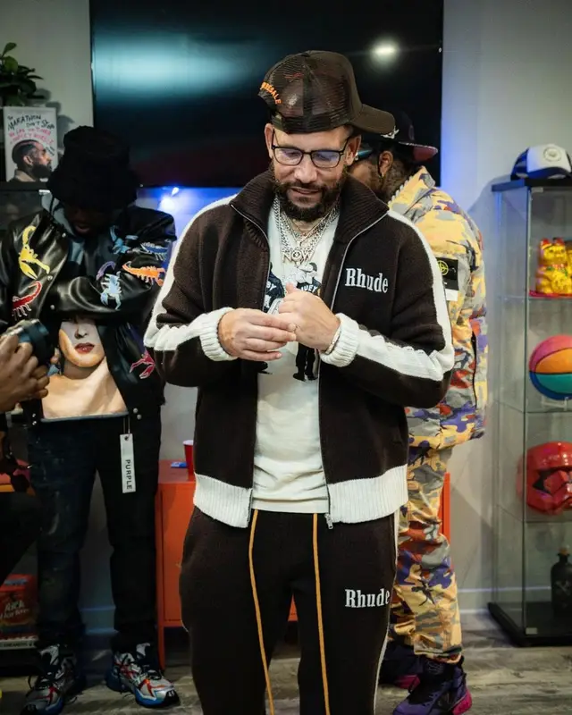 Westside Gunn outfit in Stone Island, Louis Vuitton, and Miu Miu, 2022