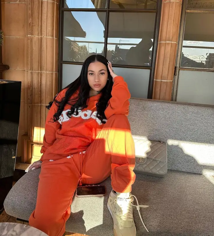 Bhad Bhabie outfit in Spider Worldwide, Jordan, and Off-White, 2022