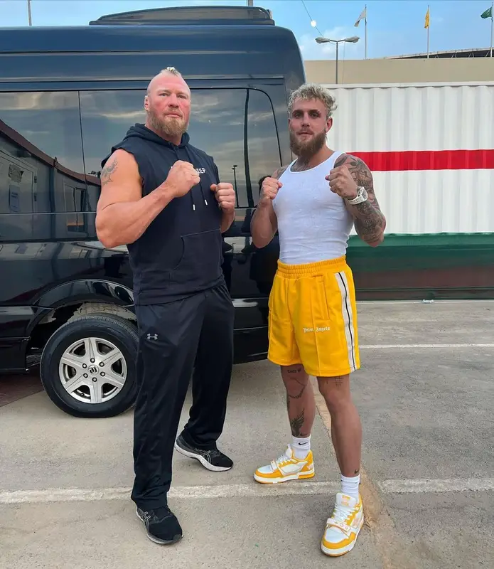 Jake Paul outfit in Palm Angels, Louis Vuitton, and Nike, 2022
