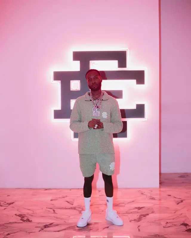 Shy Glizzy outfit in Eric Emanuel and Nike, 2022