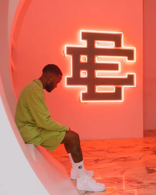 Shy Glizzy outfit in Eric Emanuel and Nike, 2022