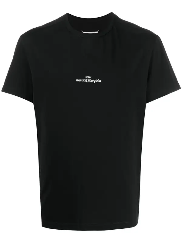Maison Margiela Black Upside-Down Logo Crew-Neck T-shirt $258