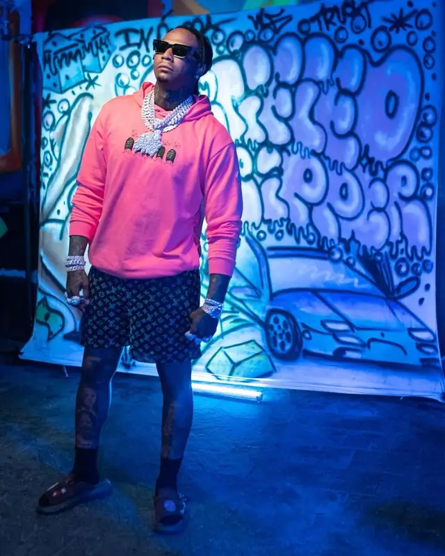 Moneybagg Yo outfit in Moncler, Louis Vuitton, and Cactus Jack, 2022